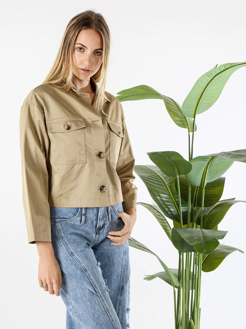 Giacca donna oversize con bottoni - khaki