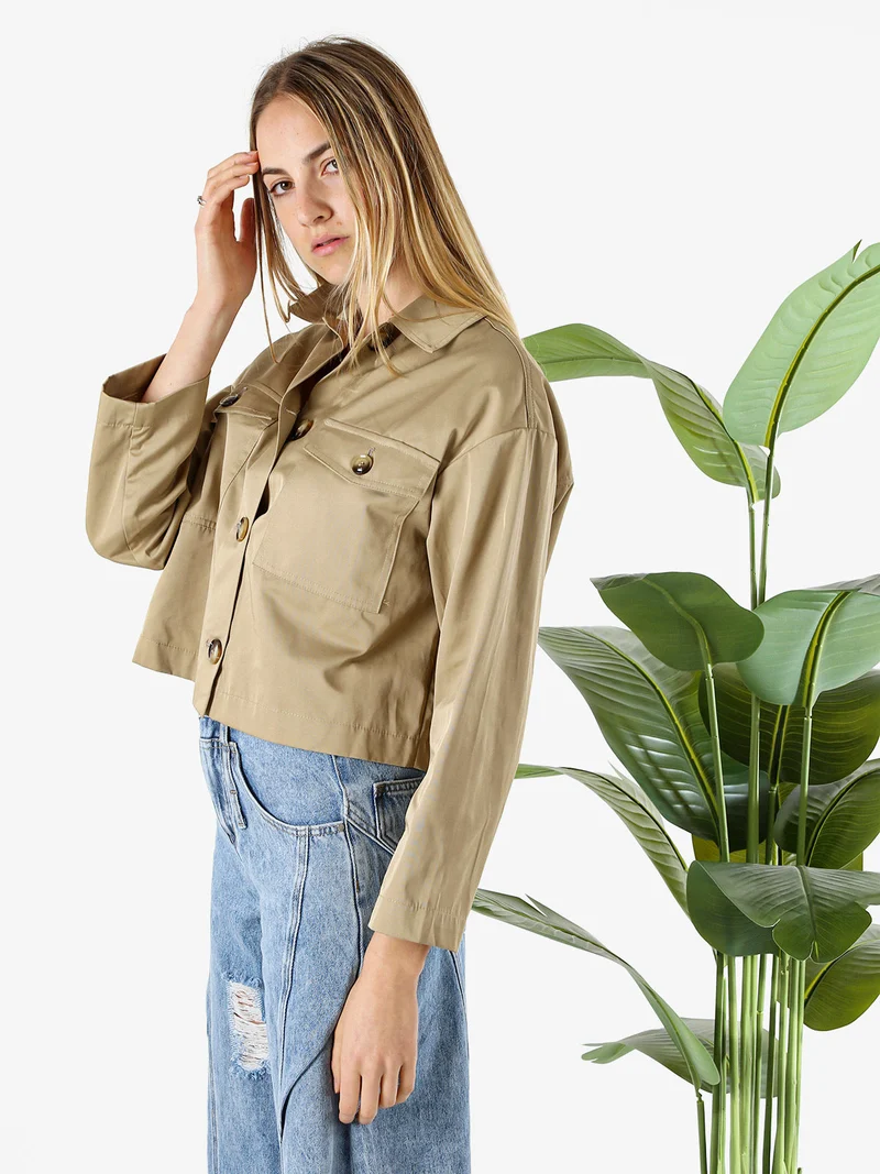 Giacca donna oversize con bottoni - khaki