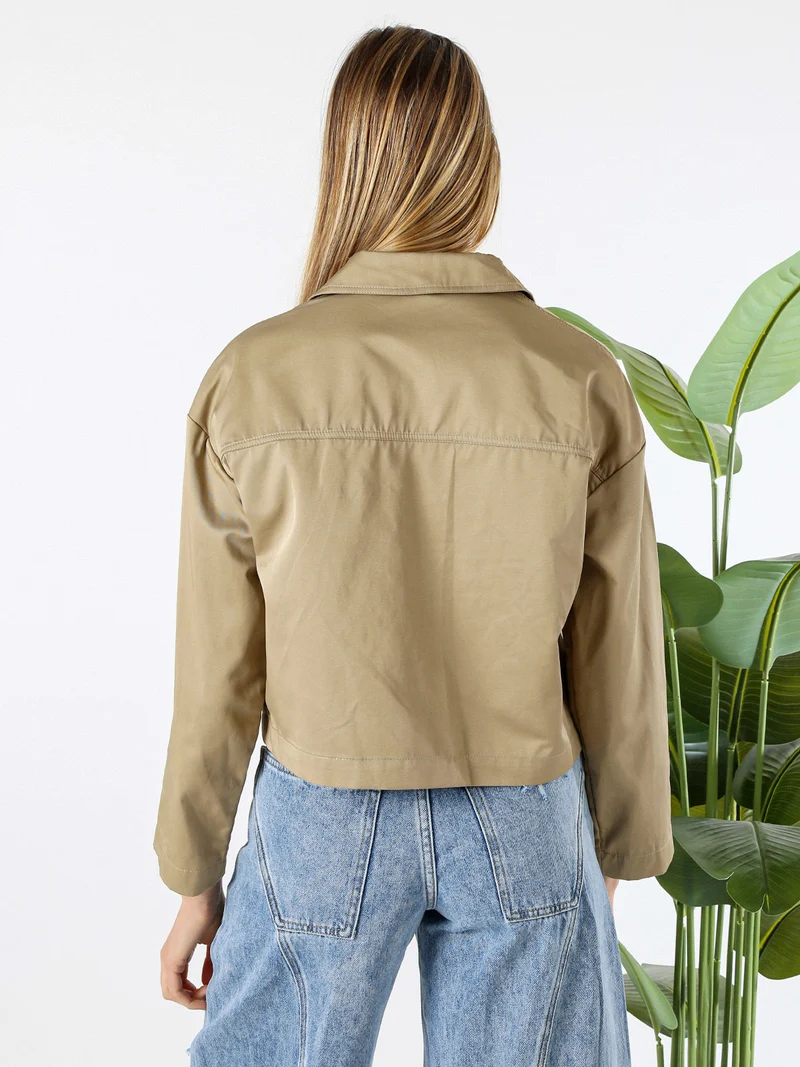 Giacca donna oversize con bottoni - khaki