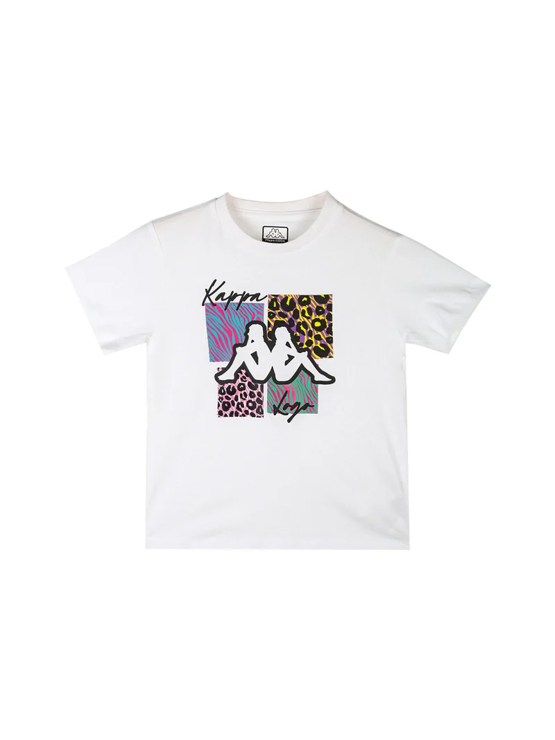 Completo corto 2 pezzi in cotone da bambina con t-shirt e shorts - bianco