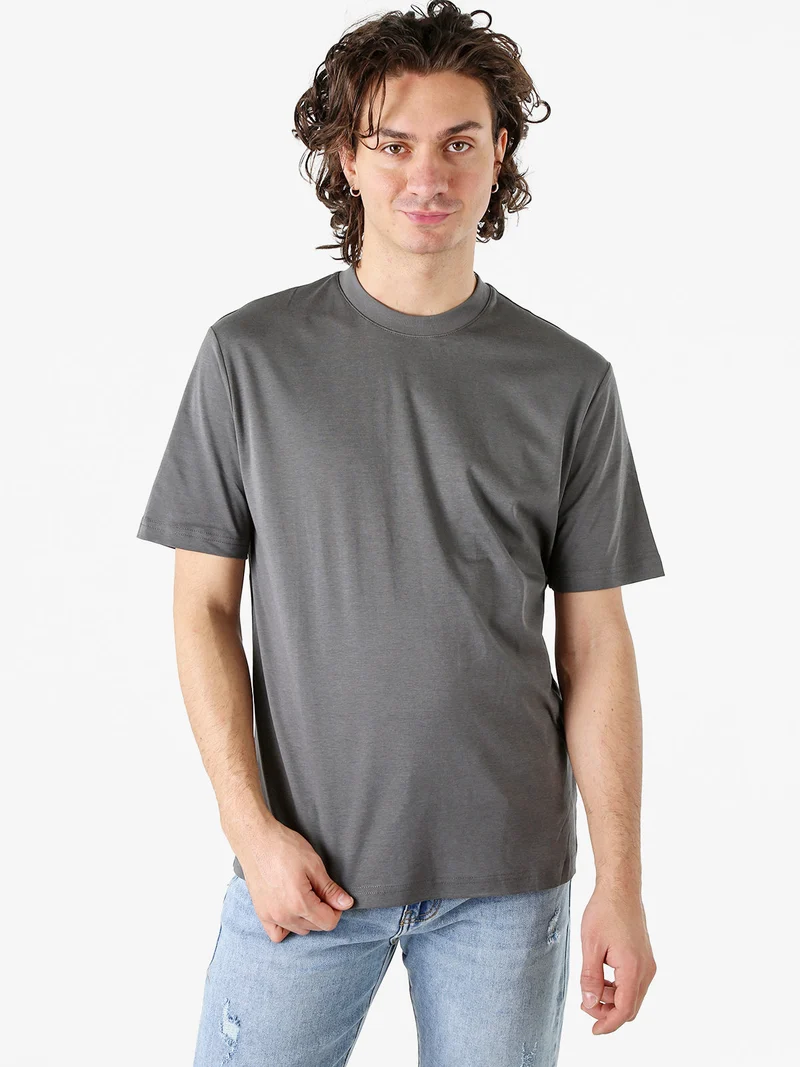 T-shirt girocollo da uomo - grigio scuro