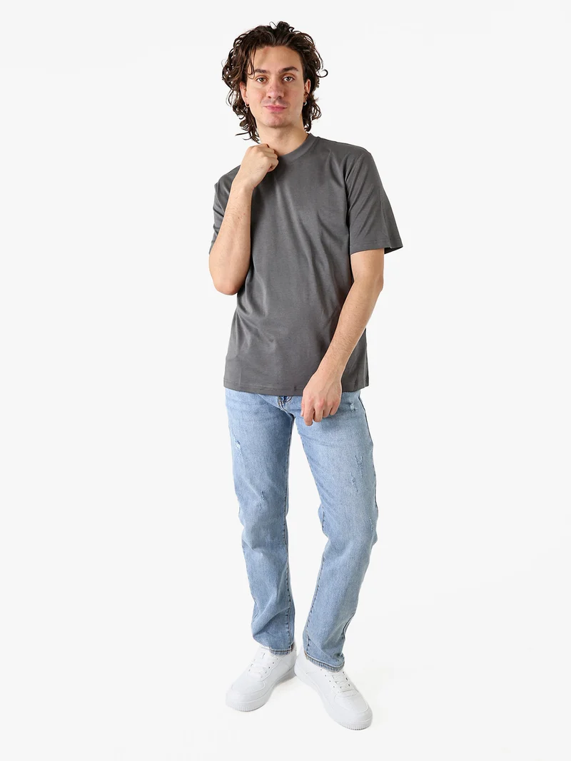 T-shirt girocollo da uomo - grigio scuro