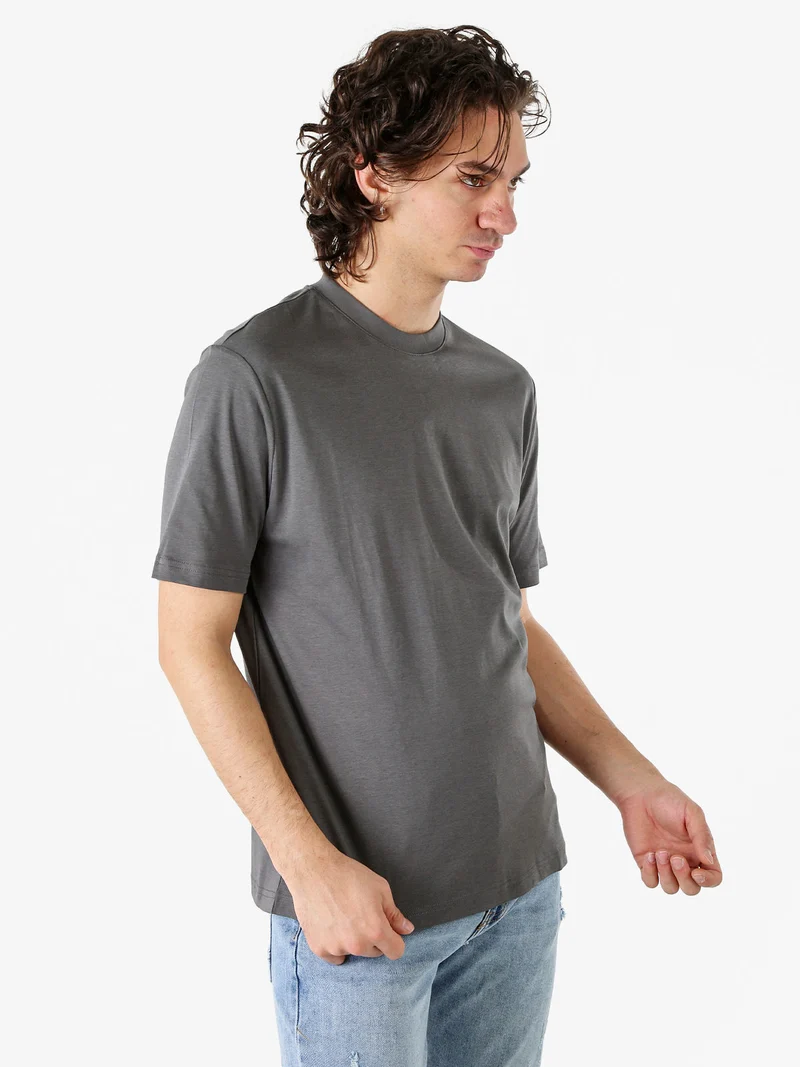 T-shirt girocollo da uomo - grigio scuro