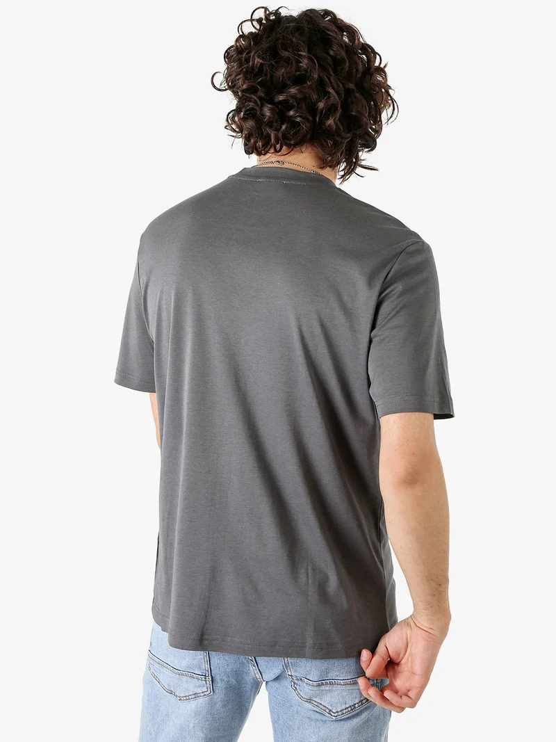 T-shirt girocollo da uomo - grigio scuro