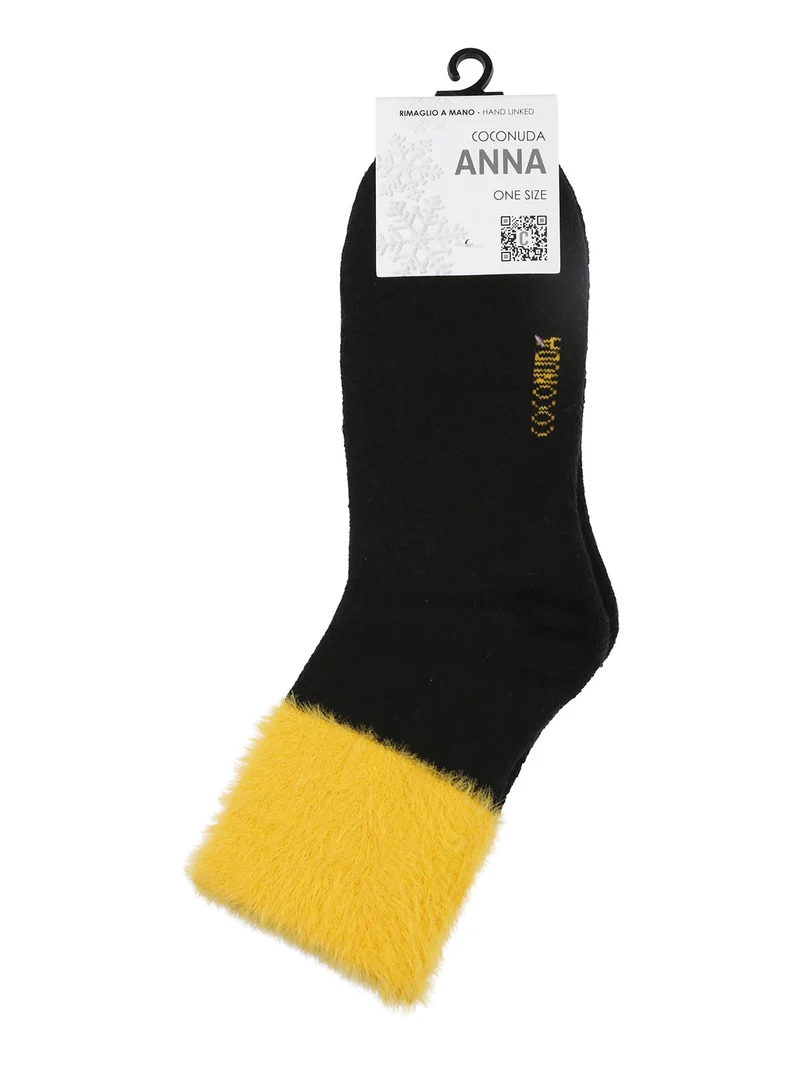 Calze corte da donna con bordo peloso - giallo