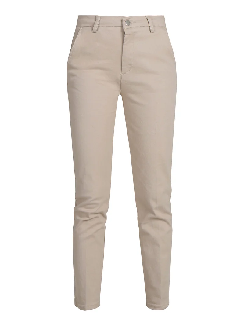 Pantaloni da donna a vita bassa in cotone - beige