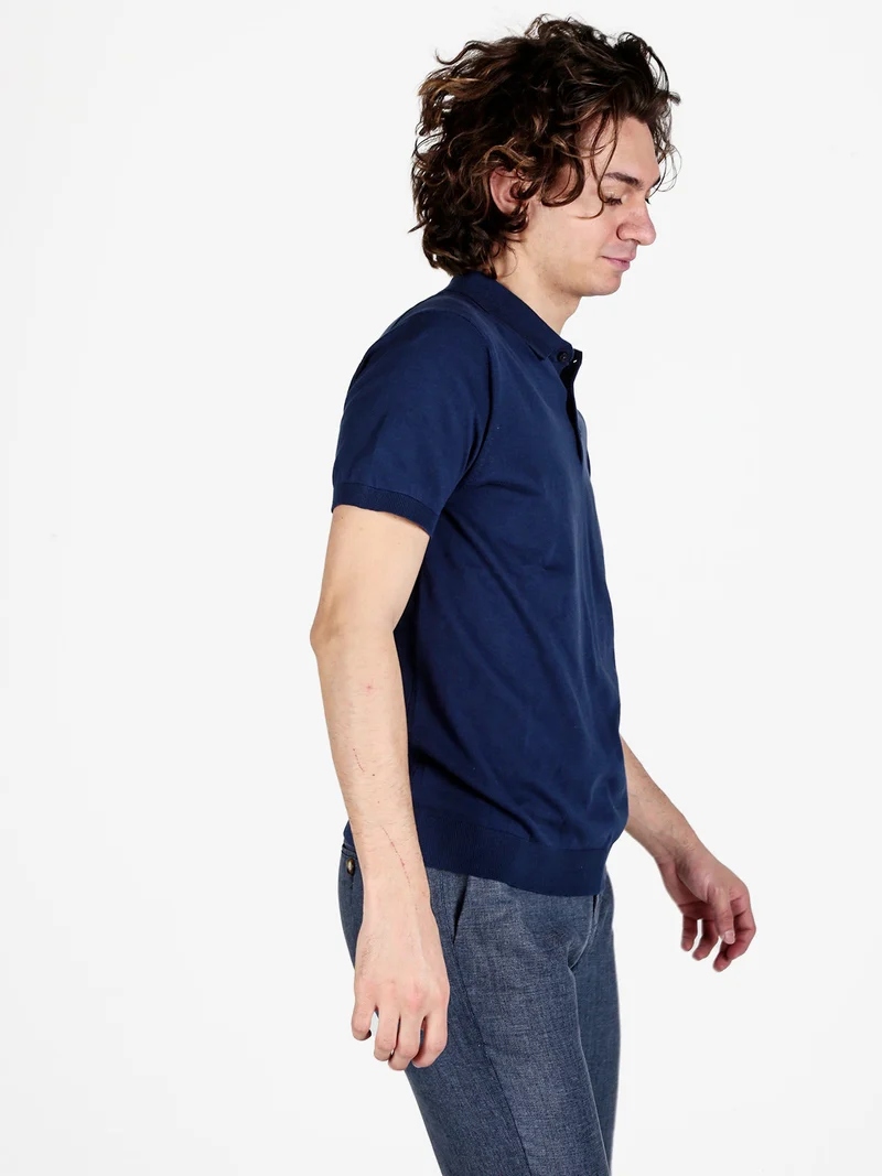 Polo da uomo in cotone a maniche corte - bluette
