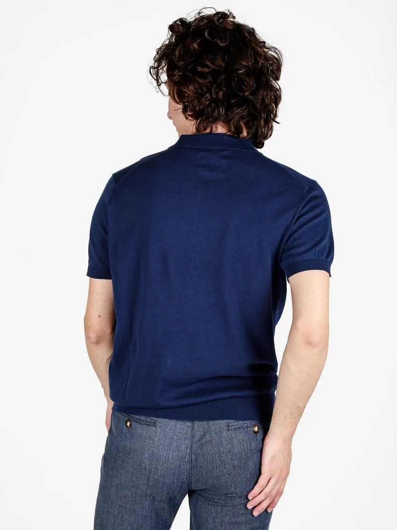 Polo da uomo in cotone a maniche corte - bluette