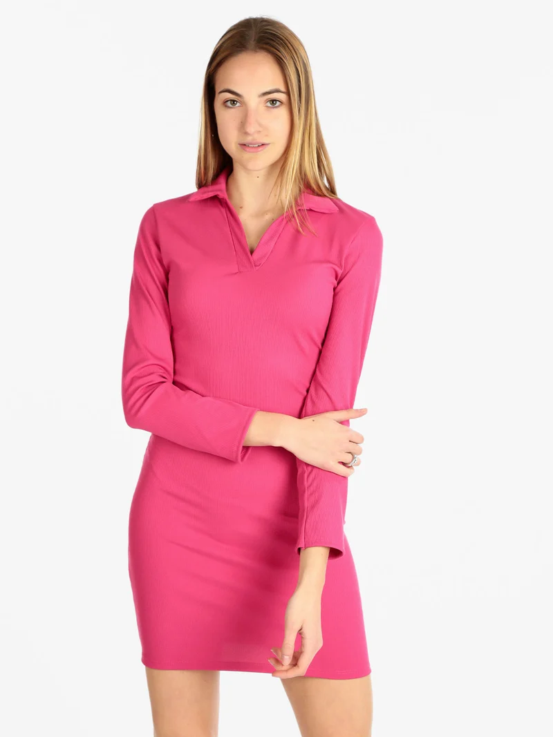 Vestito donna con colletto - fucsia