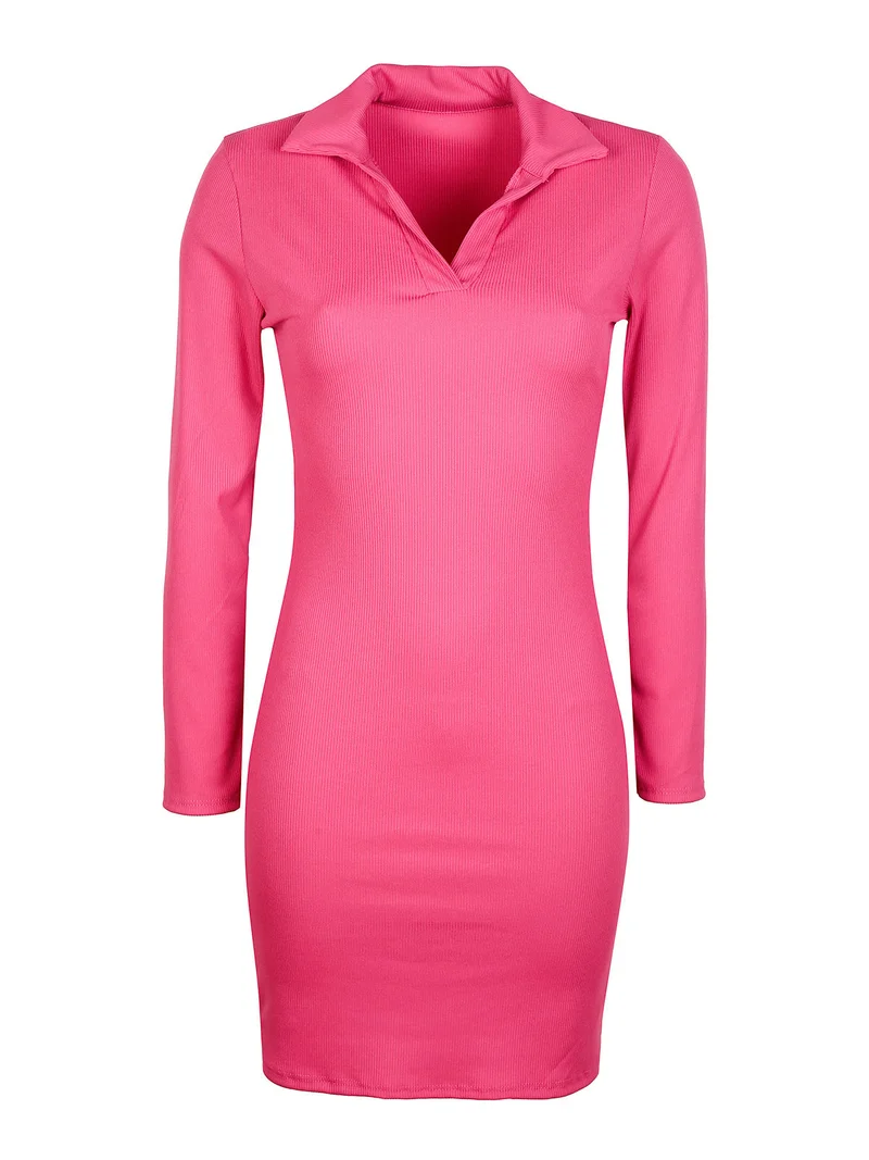 Vestito donna con colletto - fucsia