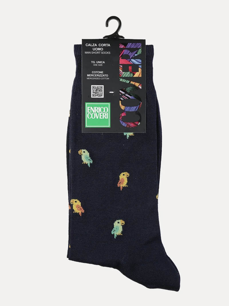 Calza corta da uomo con disegni - blu scuro