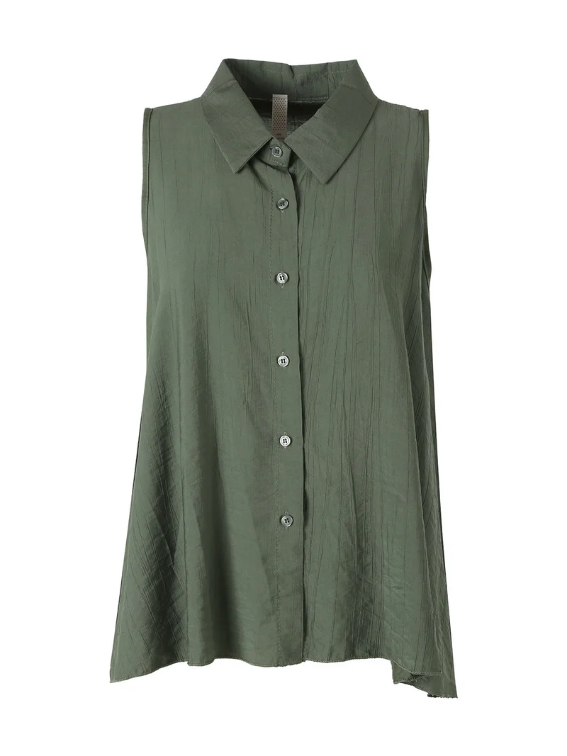 Top donna a camicia senza maniche - militare