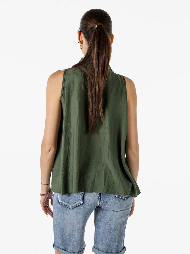 Top donna a camicia senza maniche - militare