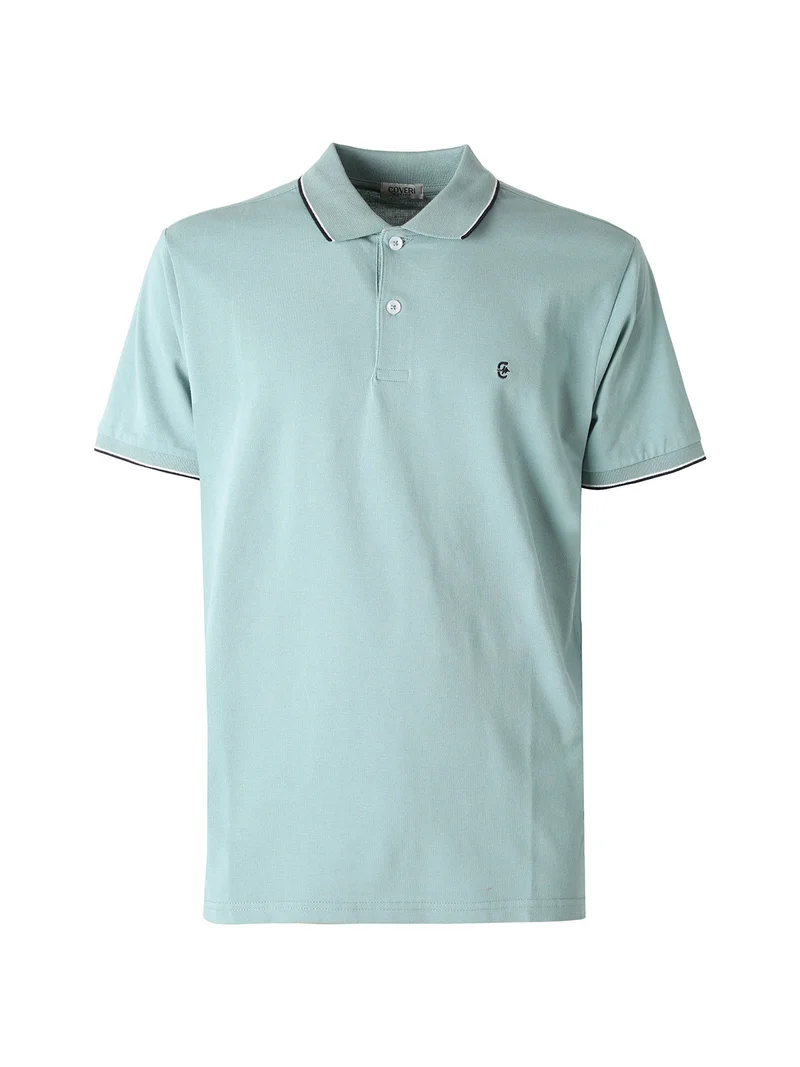 Polo da uomo in cotone a maniche corte - acqua marina