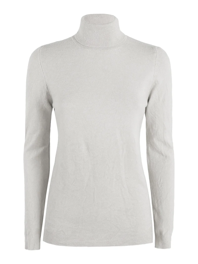 Dolcevita da donna in maglia tinta unita - perla