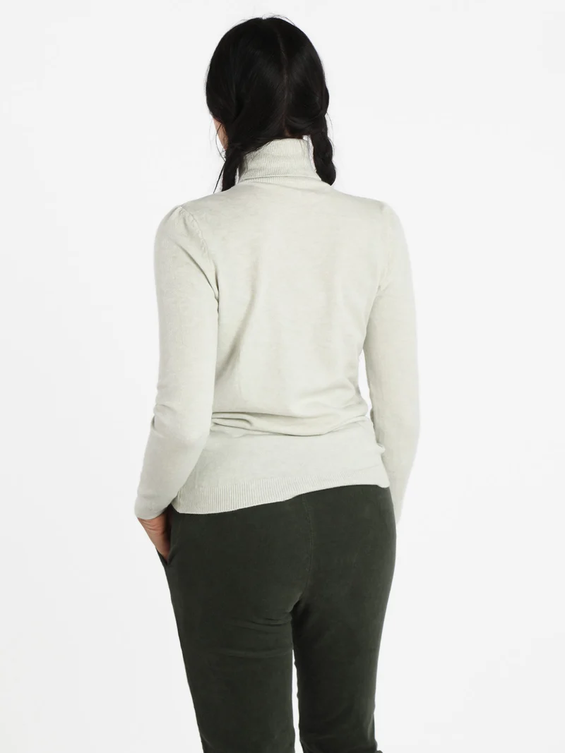 Dolcevita da donna in maglia tinta unita - perla