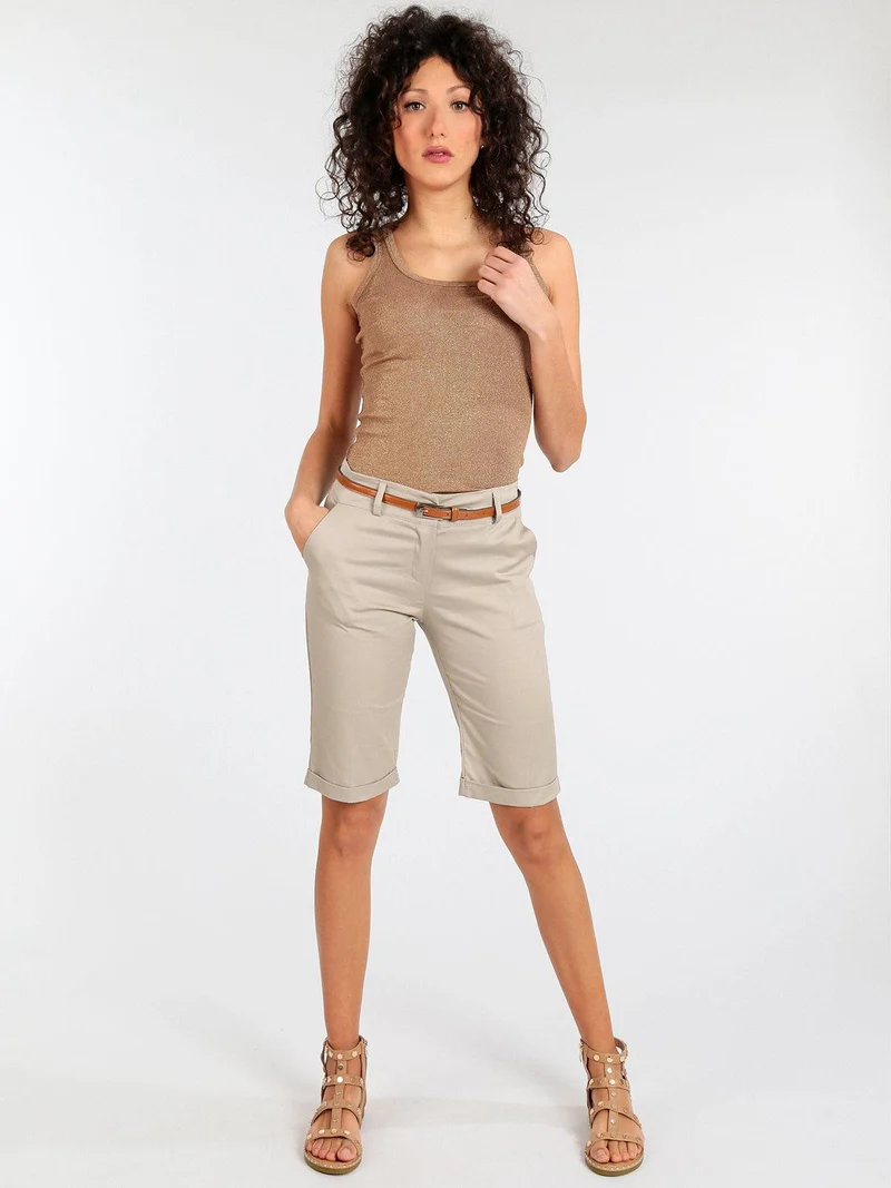 Pantaloni pinocchietto da donna in cotone - beige