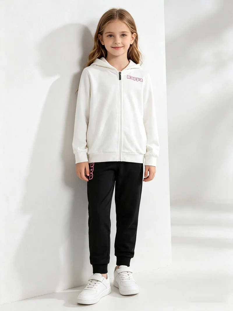 Completo tuta da ragazza 2 pezzi con cappuccio e zip - bianco