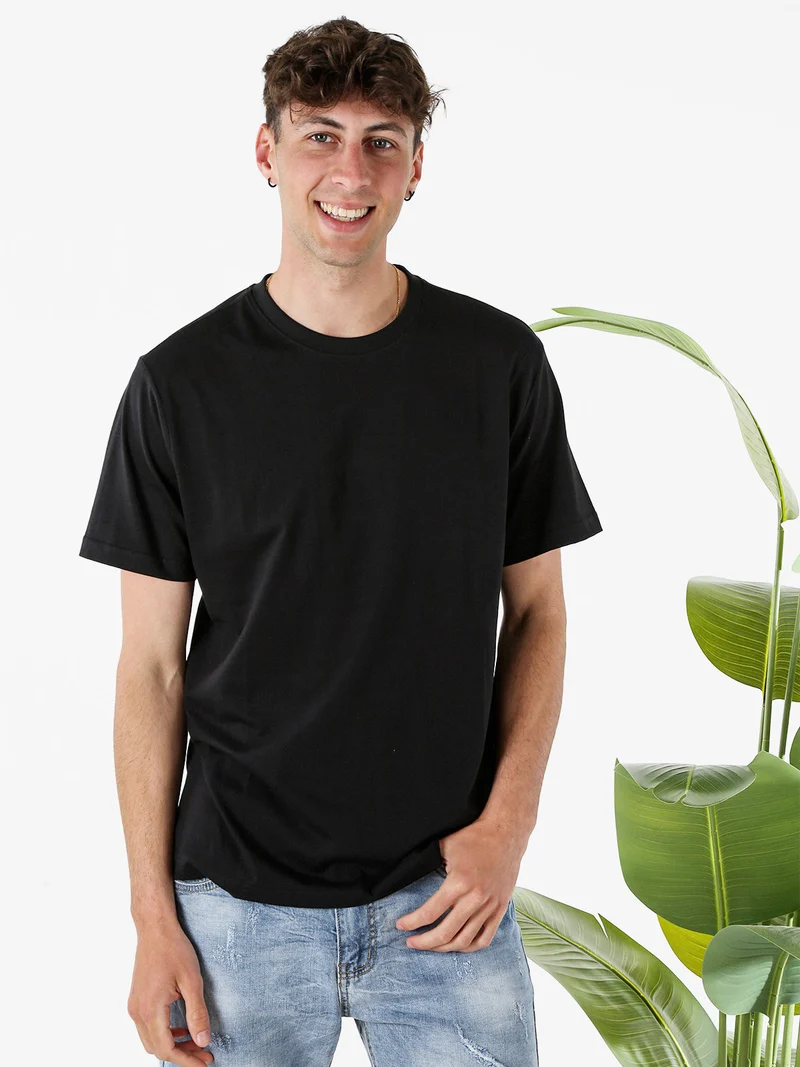 T-shirt girocollo da uomo in cotone - nero