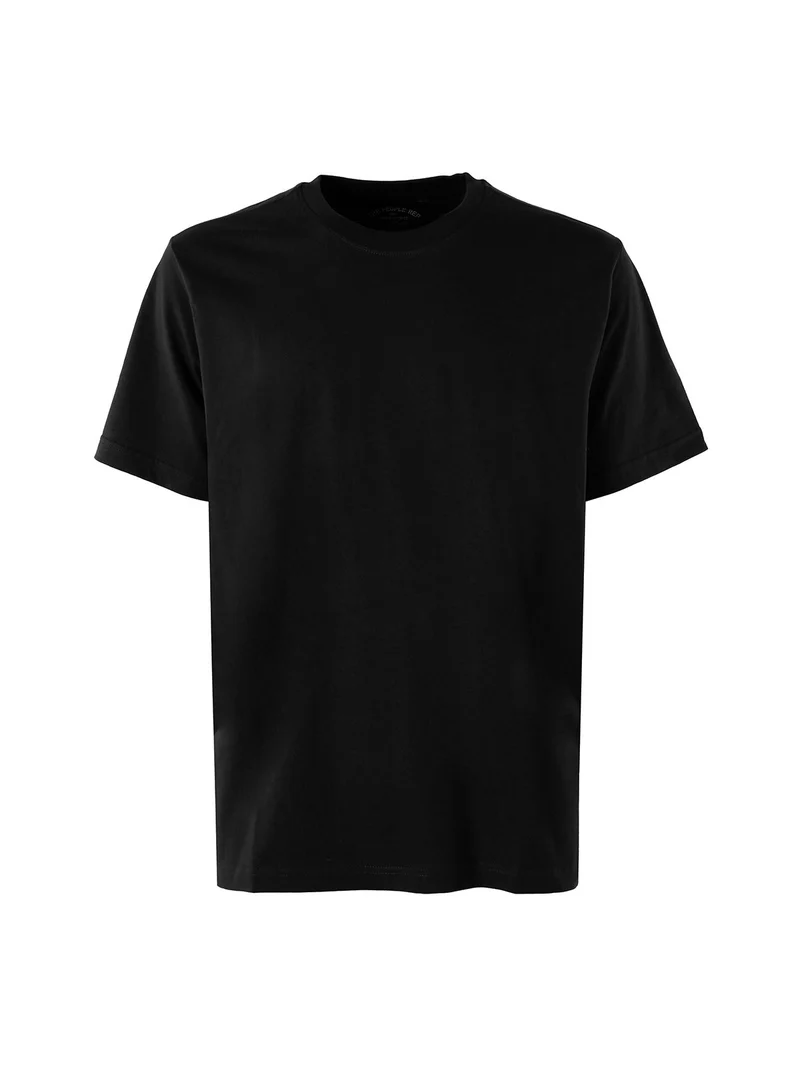 T-shirt girocollo da uomo in cotone - nero