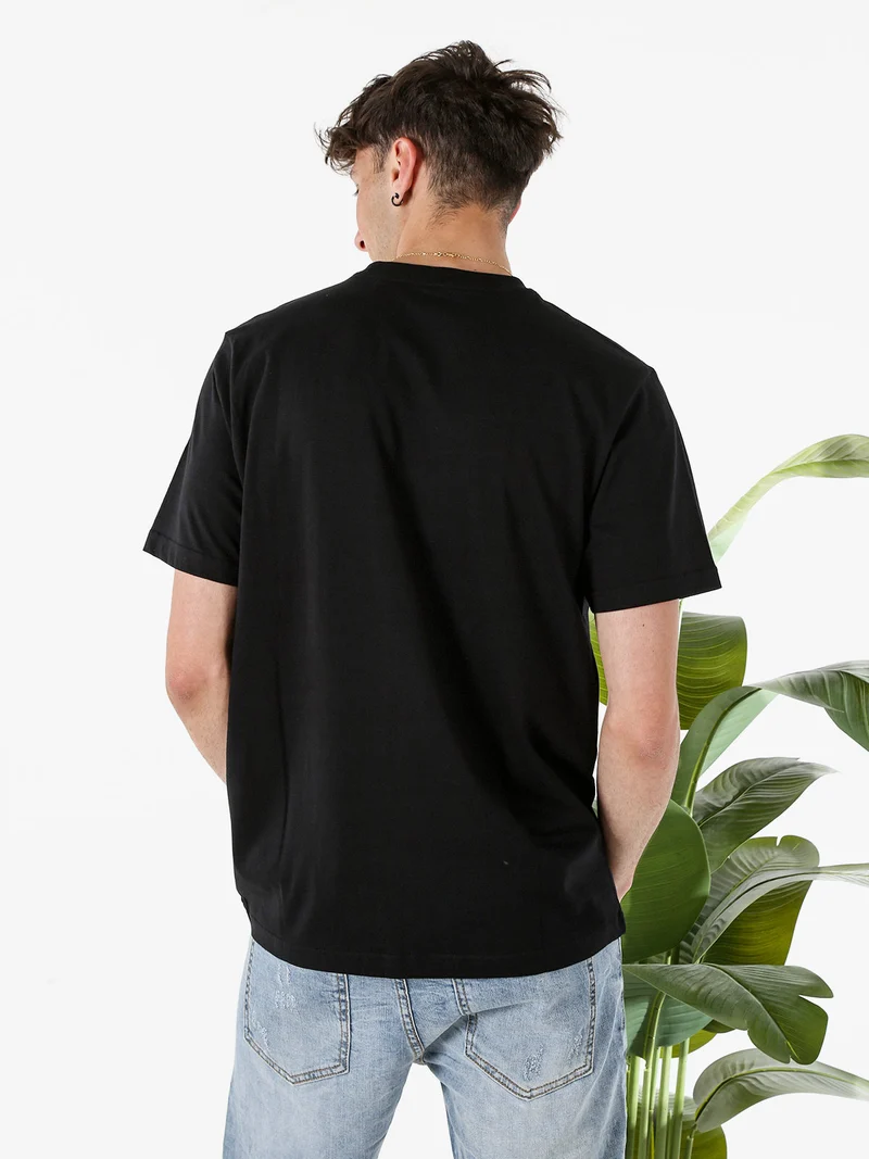 T-shirt girocollo da uomo in cotone - nero