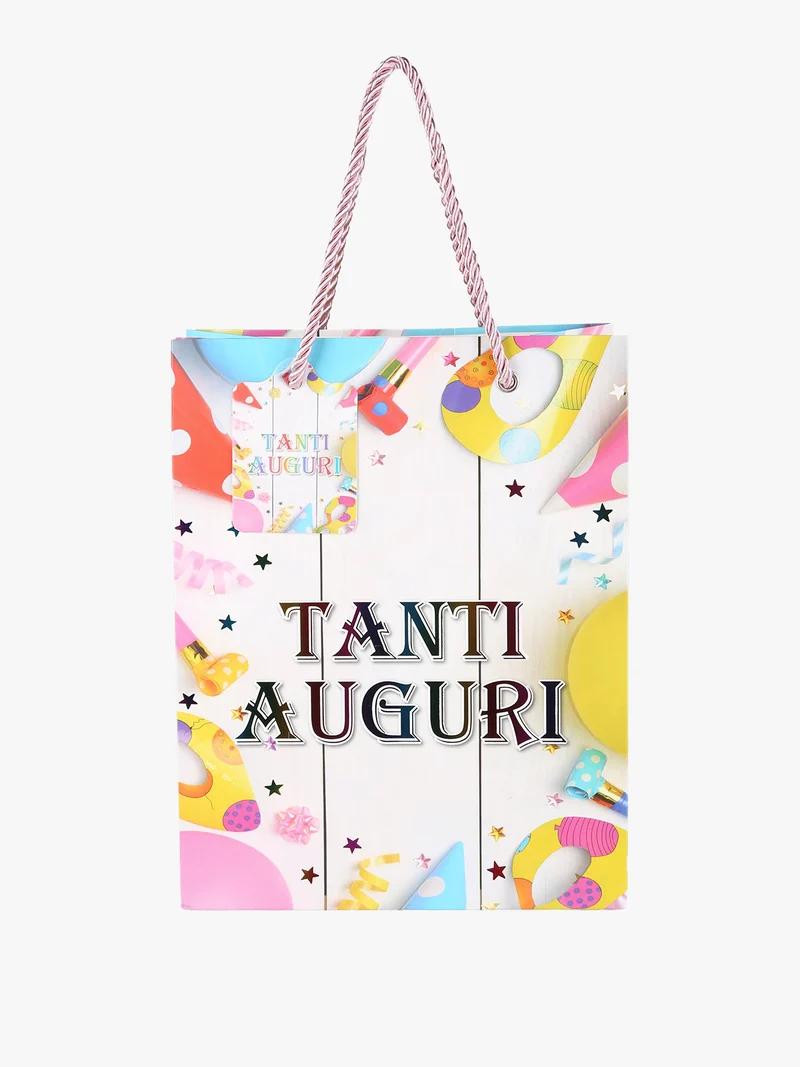 Sacchetto regalo compleanno TANTI AUGURI piccolo - grigio chiaro