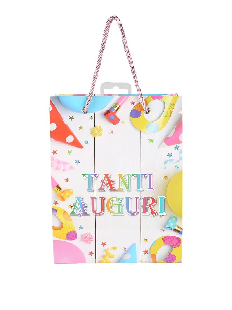 Sacchetto regalo compleanno TANTI AUGURI piccolo - grigio chiaro