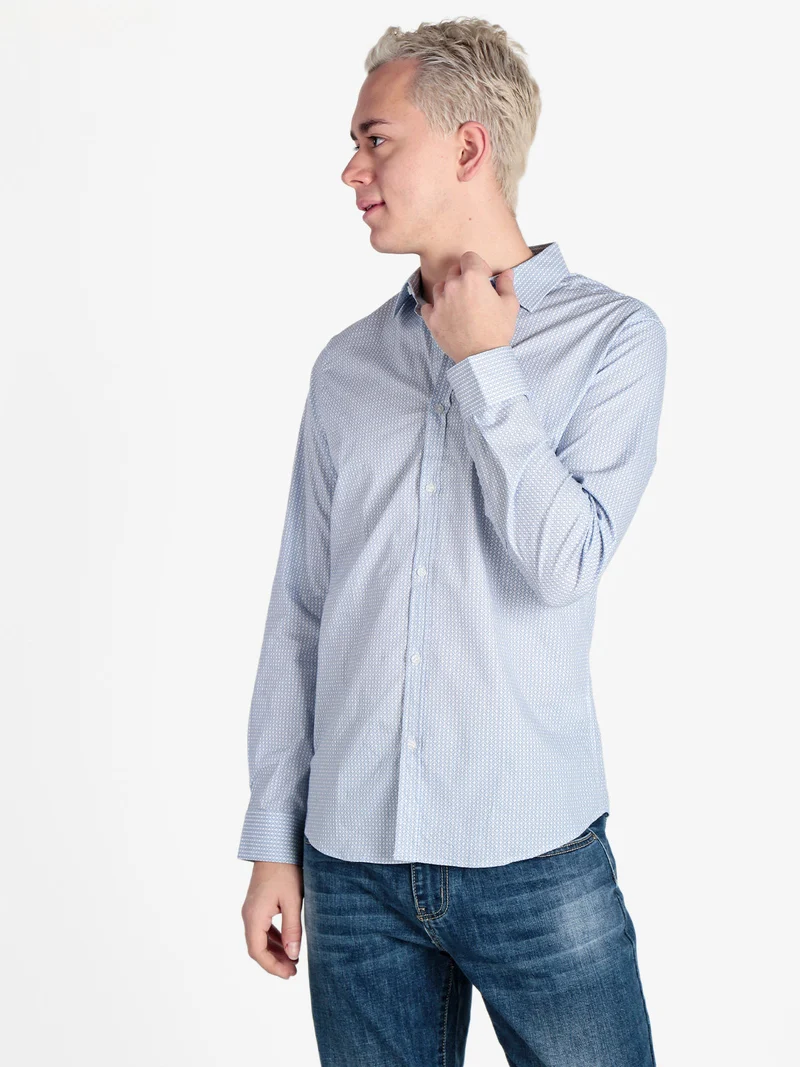 Camicia da uomo slim fit con stampe - azzurro