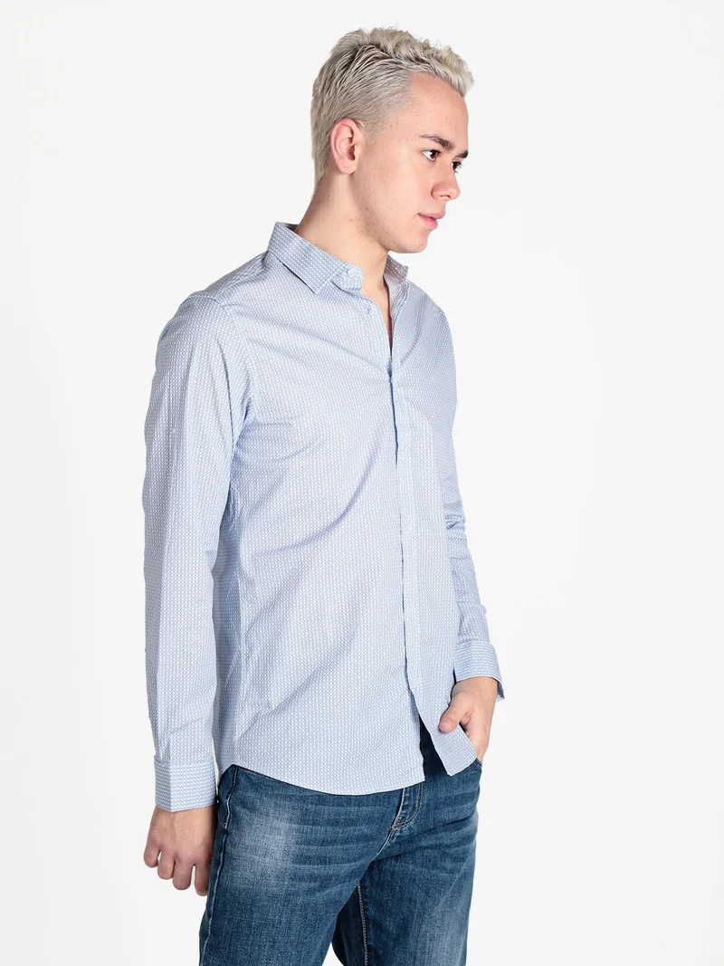 Camicia da uomo slim fit con stampe - azzurro