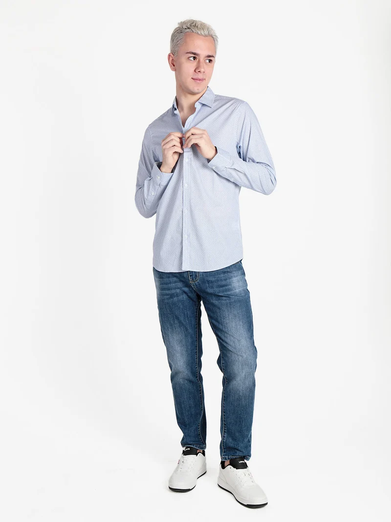 Camicia da uomo slim fit con stampe - azzurro