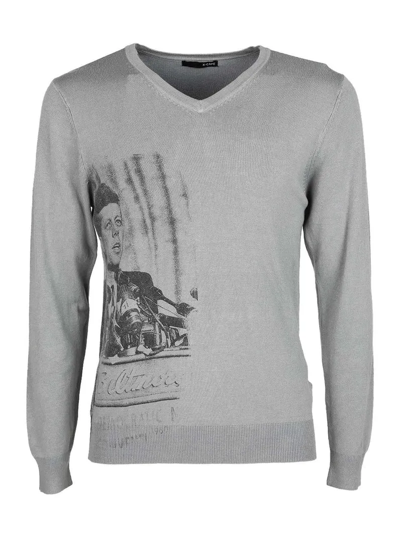 Maglioncino leggero uomo scollo V - grigio