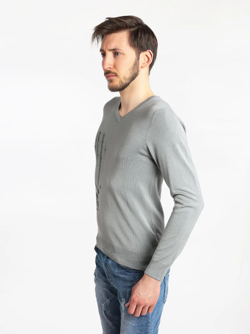 Maglioncino leggero uomo scollo V - grigio