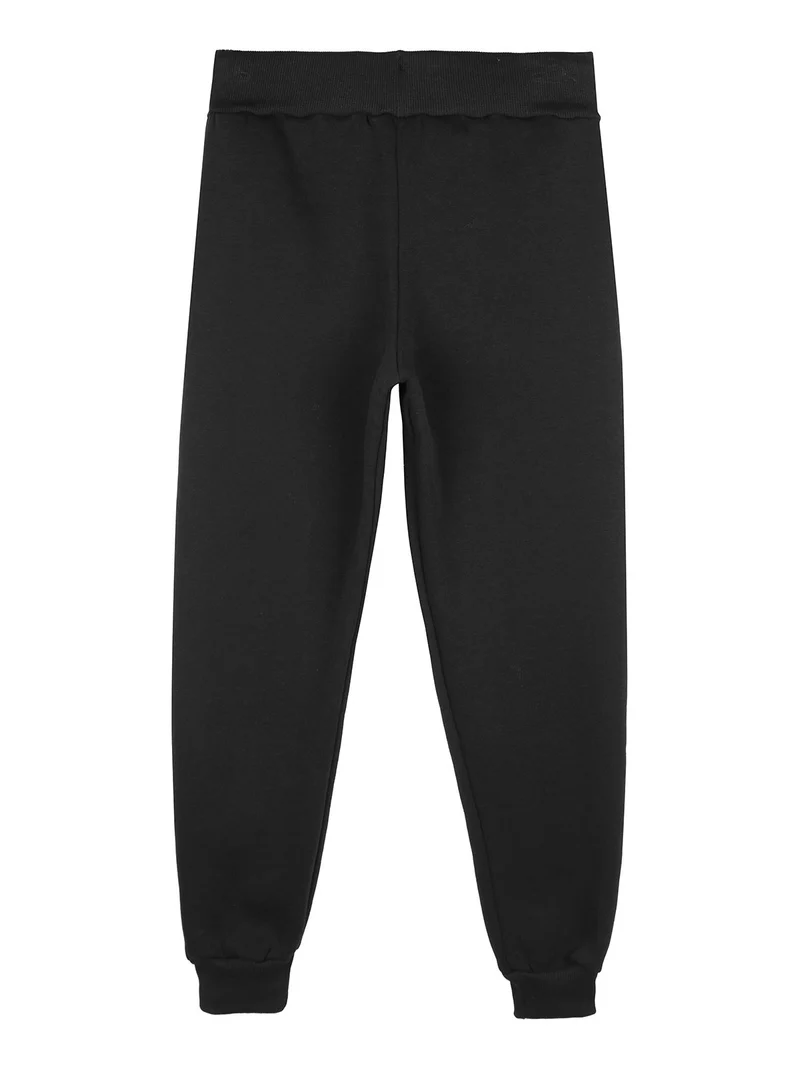Pantaloni sportivi da ragazzo con coulisse e polsini - nero