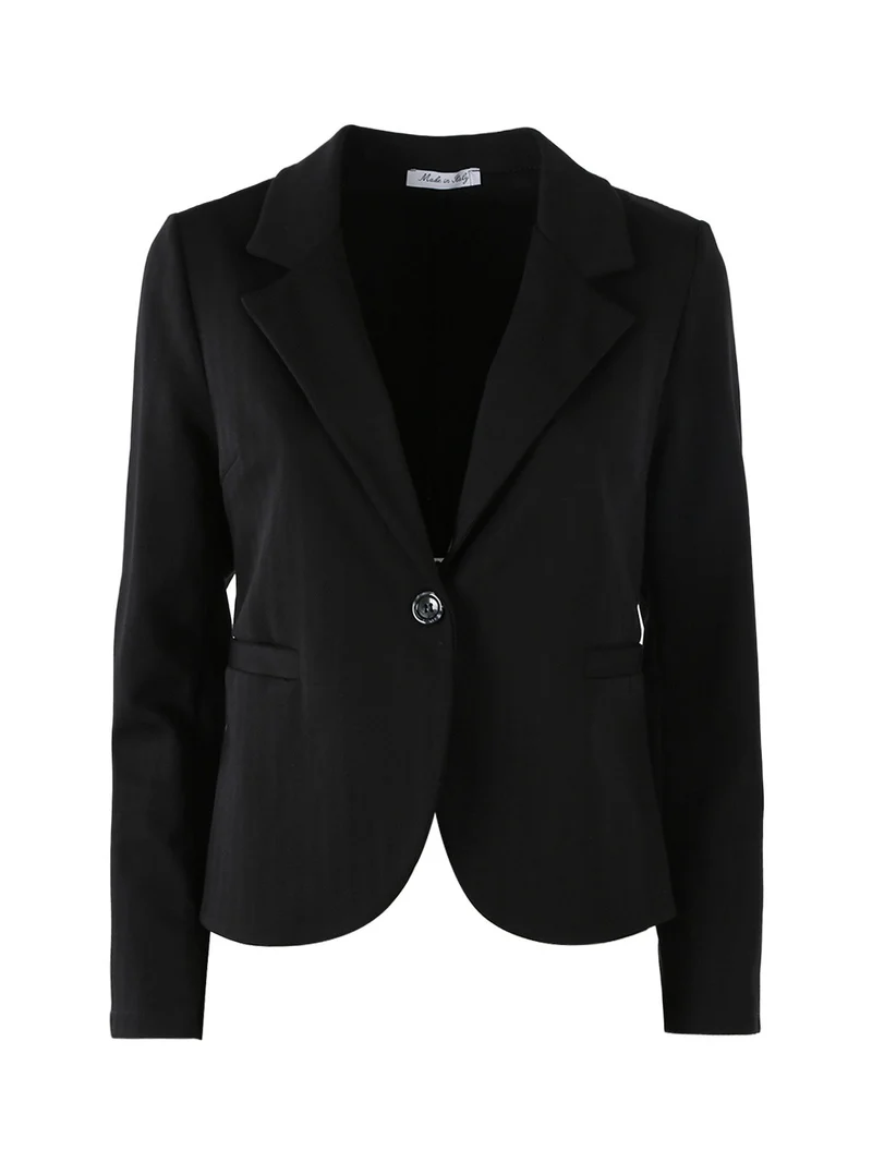 Blazer donna spigato con bottone - nero