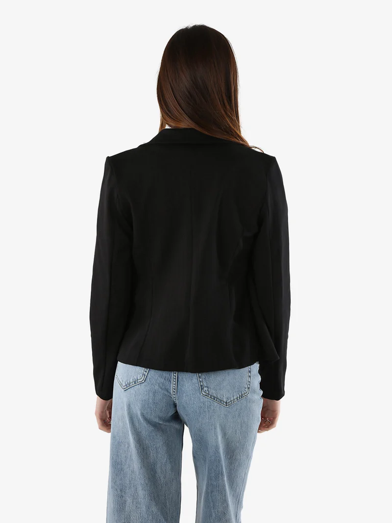 Blazer donna spigato con bottone - nero