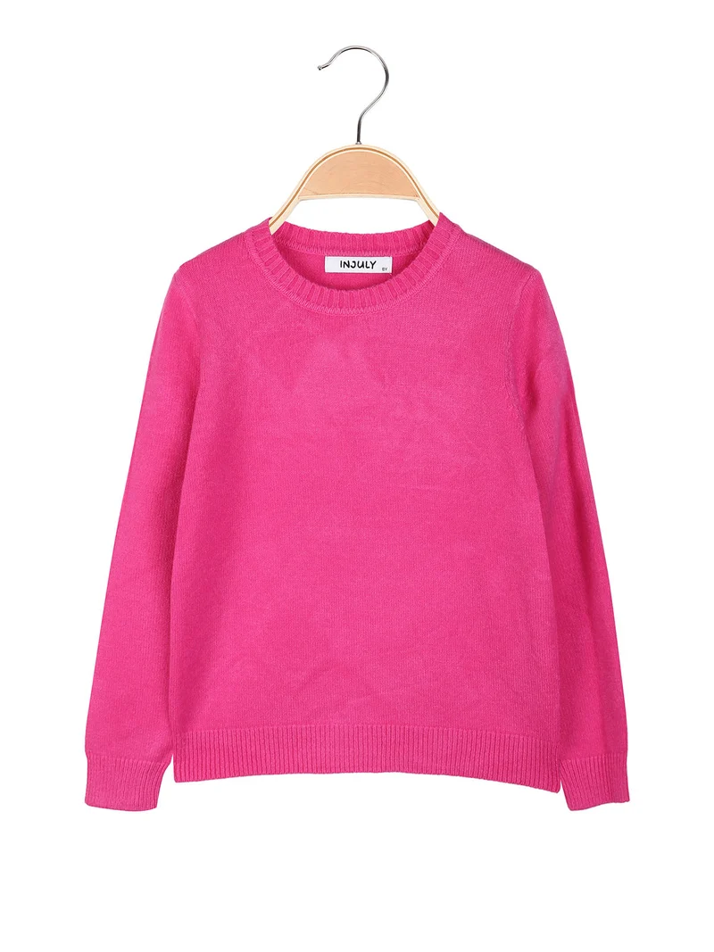 Maglione girocollo da bambina - fucsia