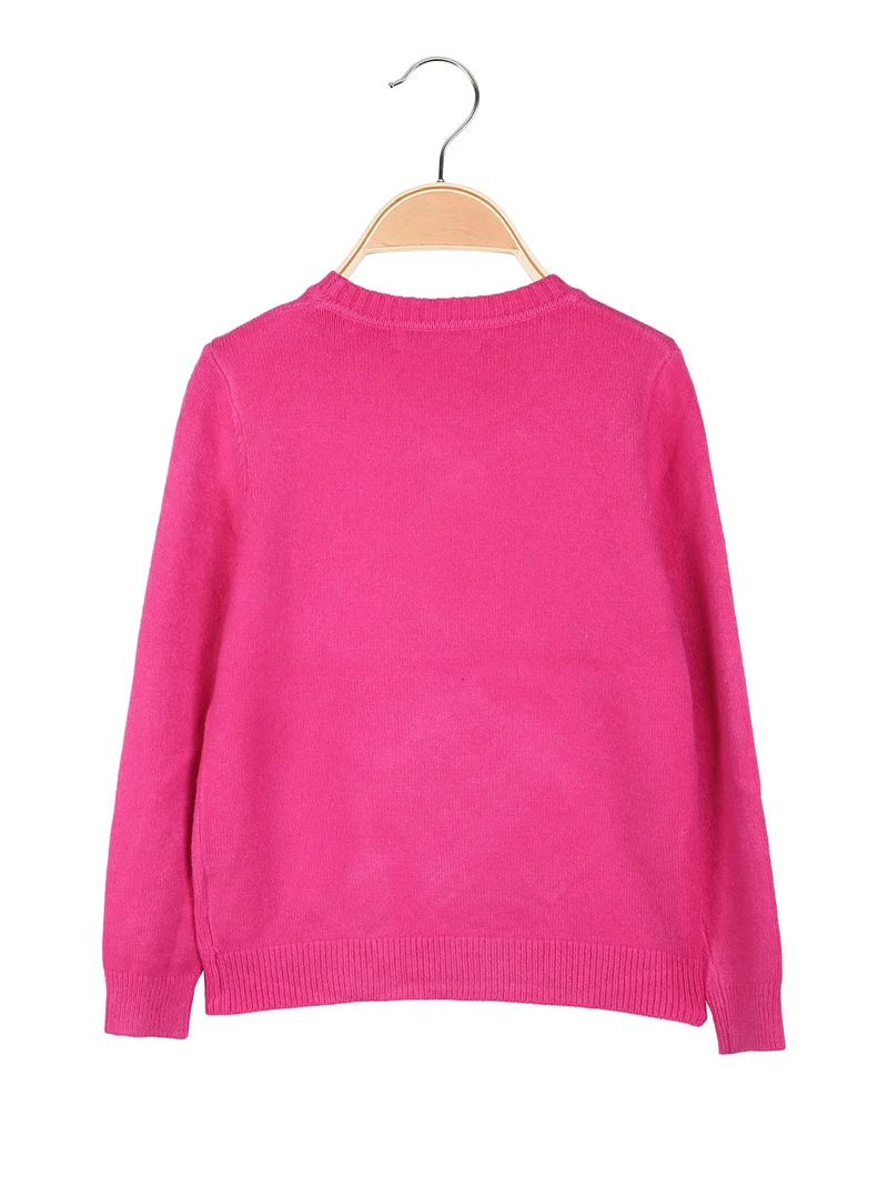 Maglione girocollo da bambina - fucsia