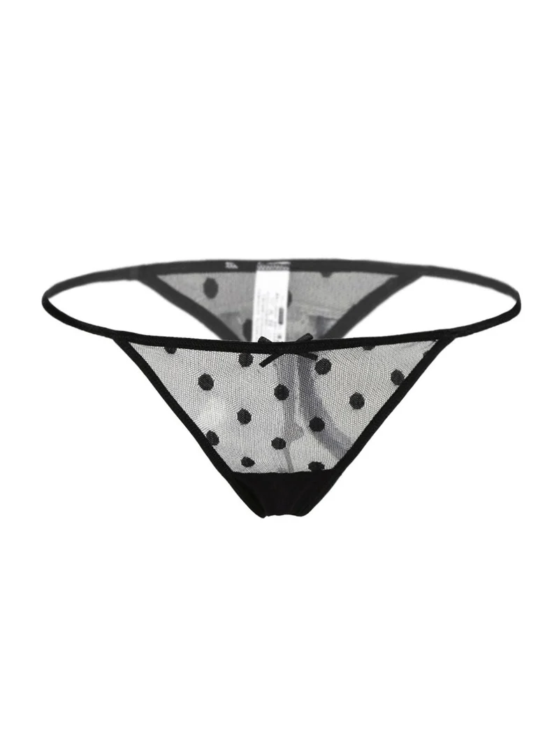 Babydoll a spalla fine + perizoma - nero