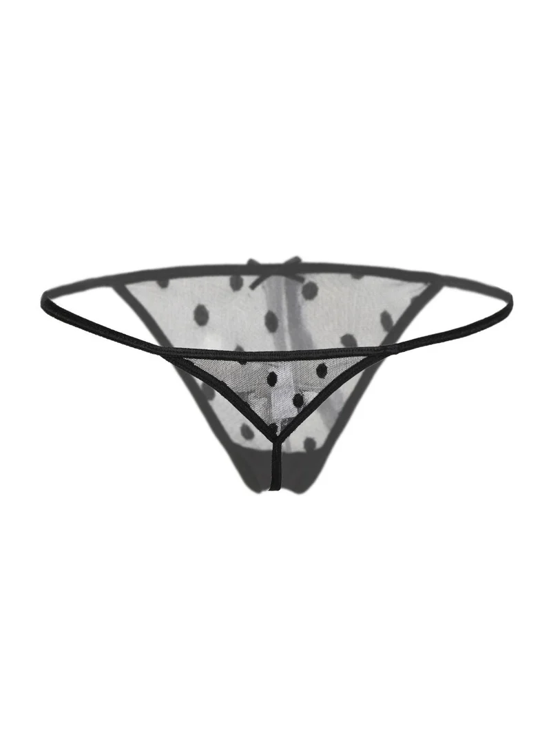 Babydoll a spalla fine + perizoma - nero