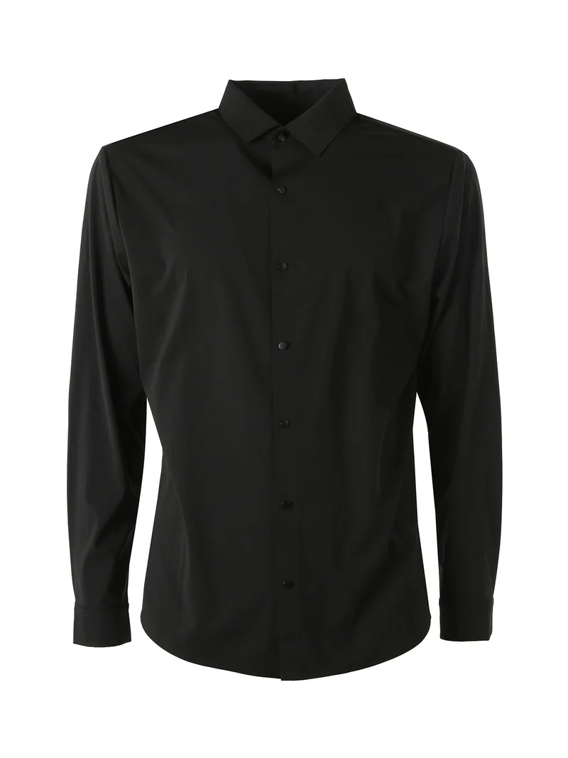 Camicia da uomo elasticizzata a maniche lunghe - nero