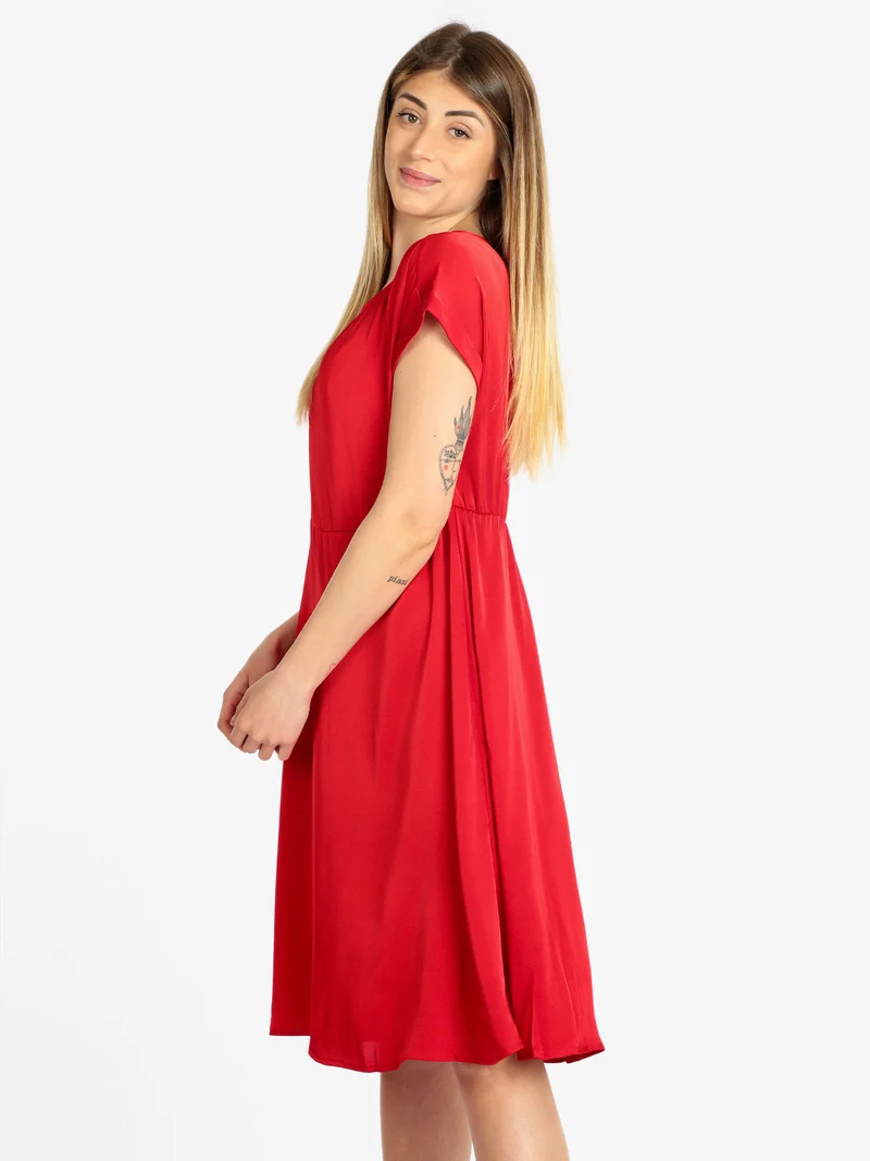 Abito donna effetto seta manica corta - rosso