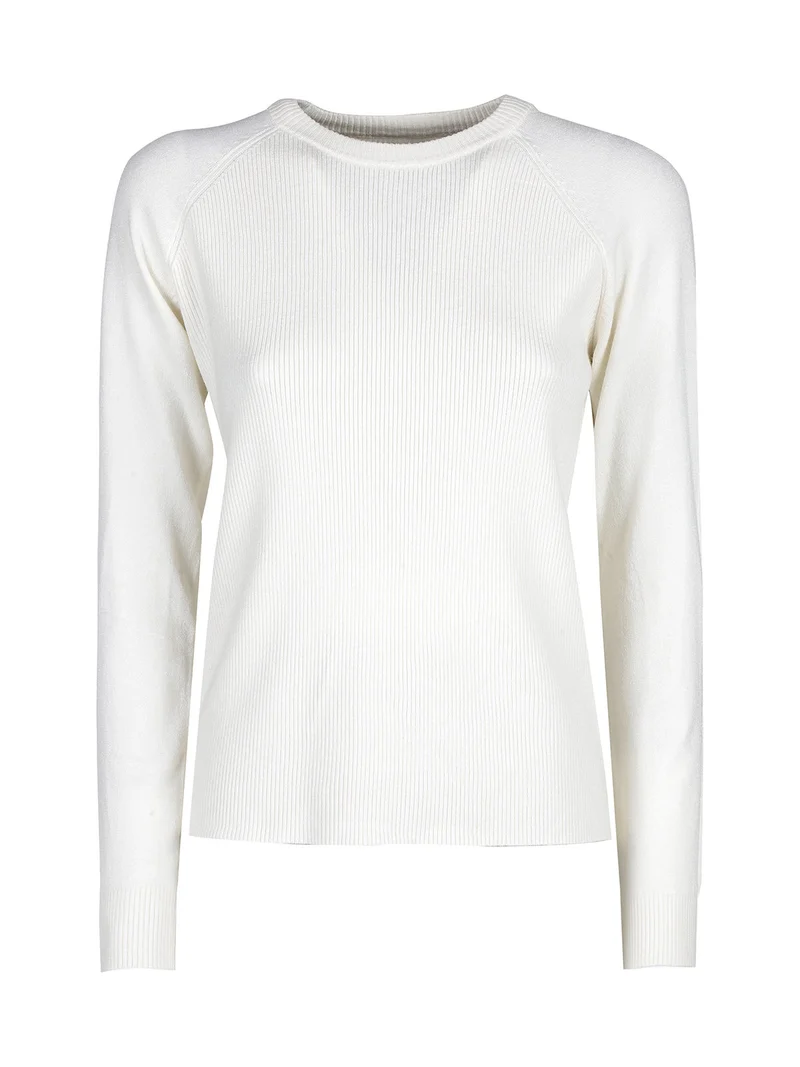 Pullover donna in maglia a costine - bianco