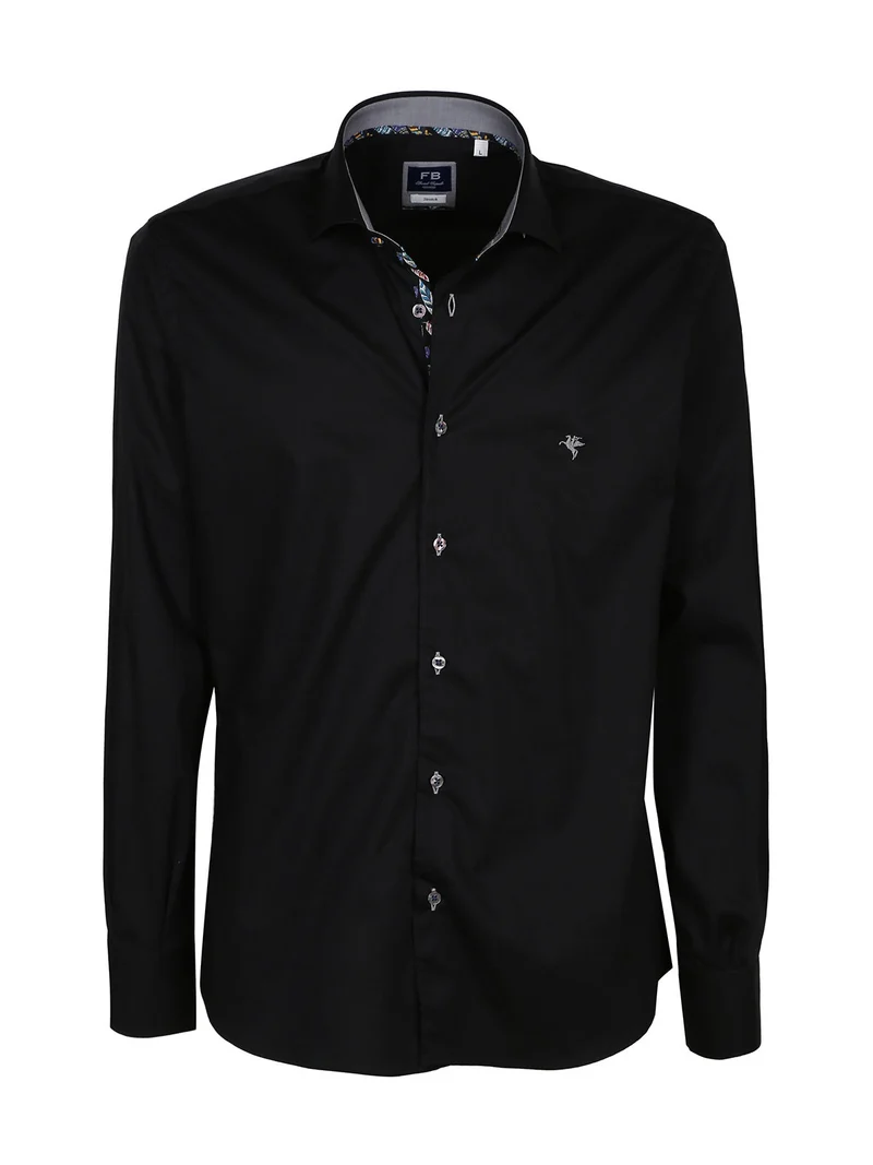 Camicia uomo slim fit a maniche lunghe - nero