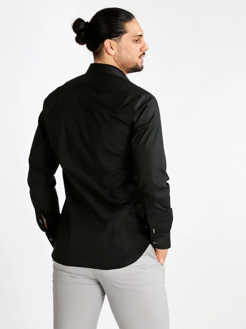 Camicia uomo slim fit a maniche lunghe - nero