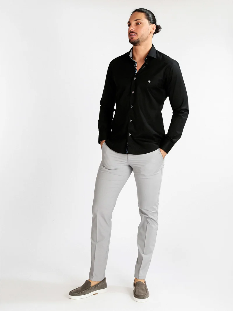 Camicia uomo slim fit a maniche lunghe - nero