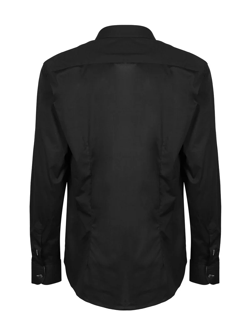 Camicia uomo slim fit a maniche lunghe - nero
