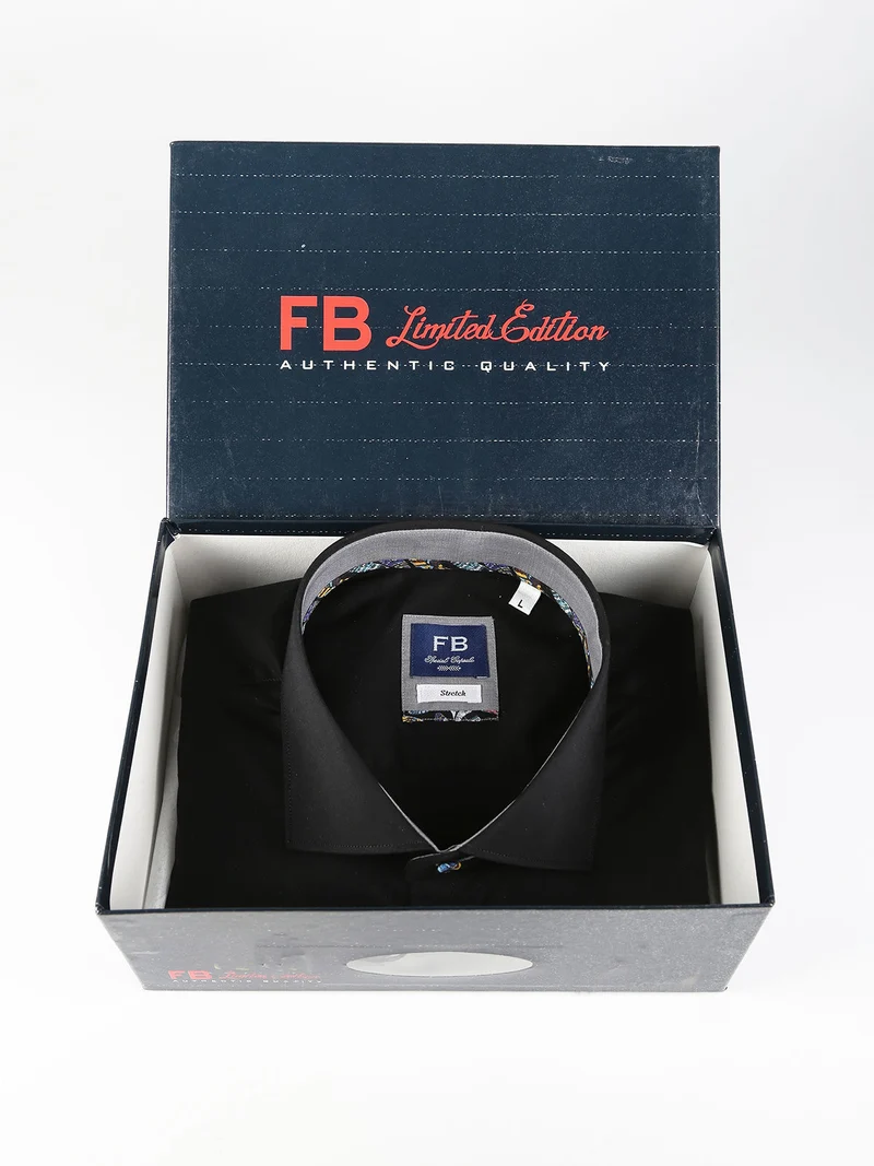 Camicia uomo slim fit a maniche lunghe - nero