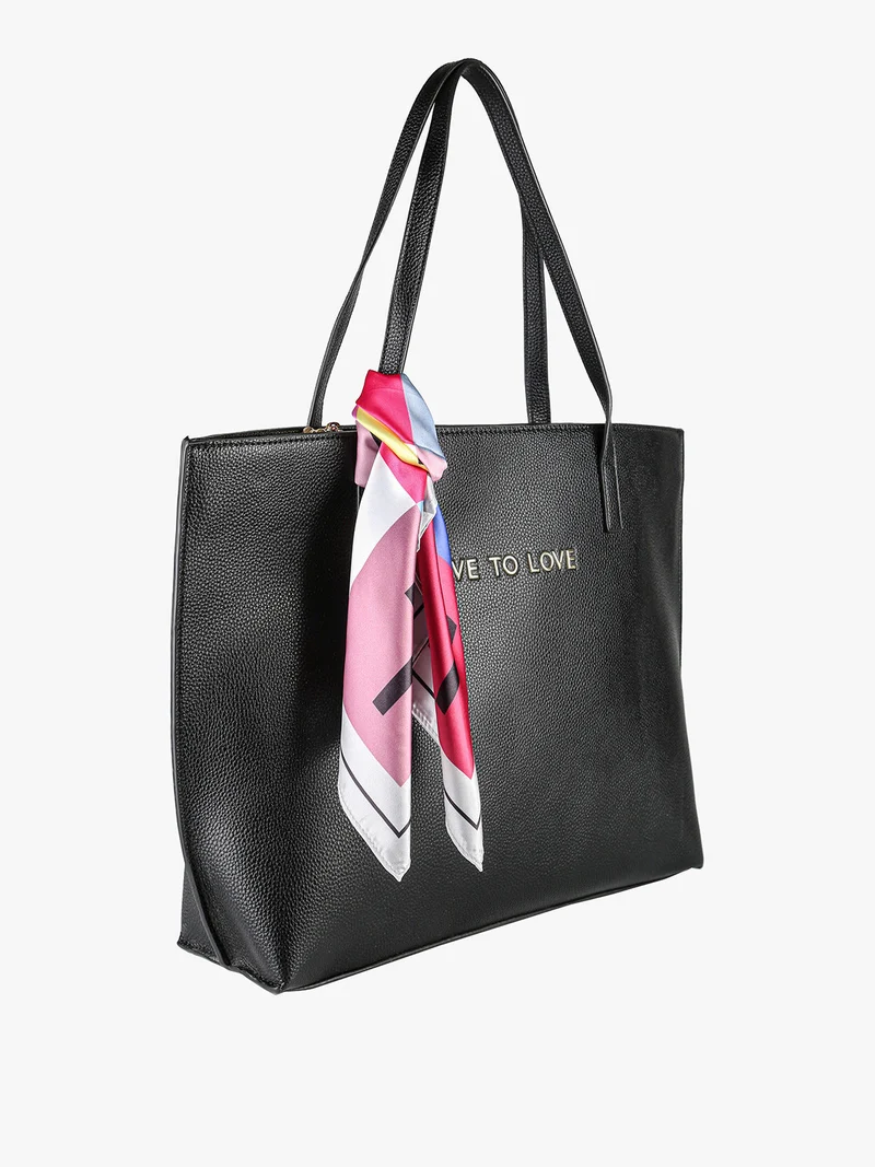Borsa shopper da donna con foulard - nero