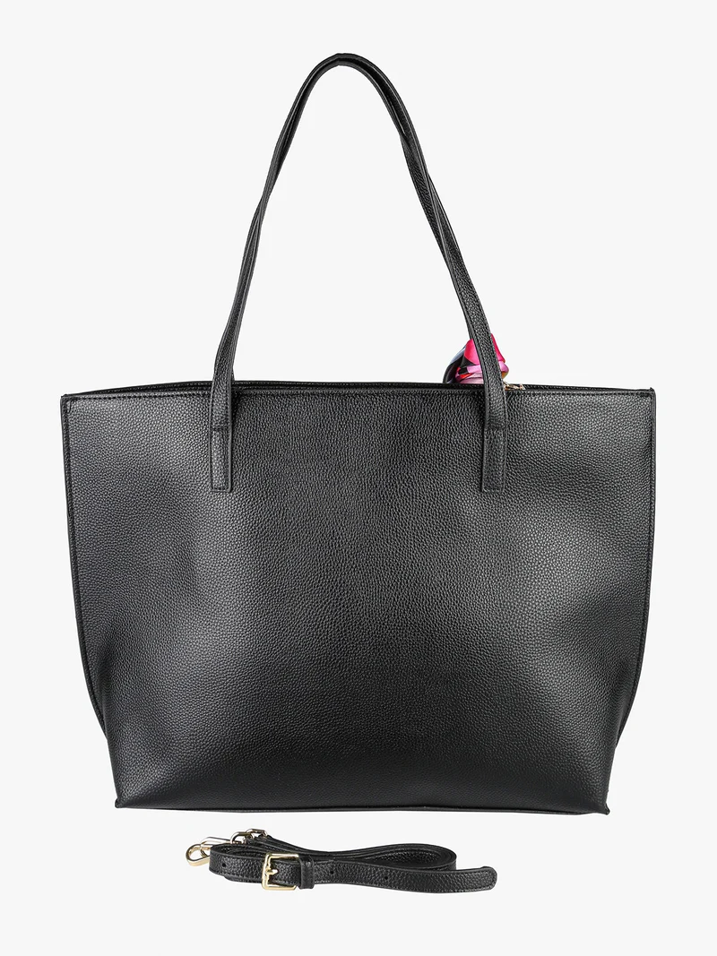 Borsa shopper da donna con foulard - nero