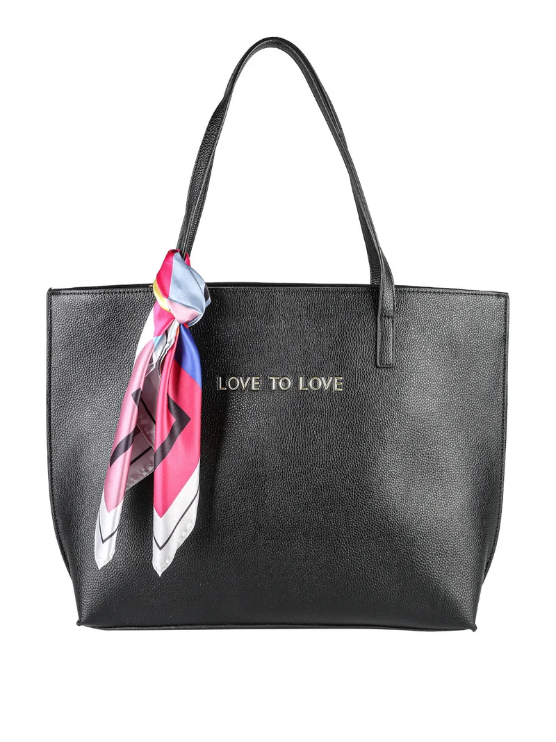 Borsa shopper da donna con foulard - nero